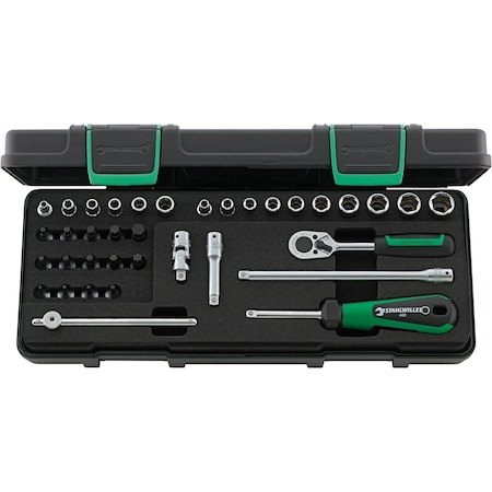 Stahlwille Tools 1/4 Inches Drive Socket and Ratchet Sets, External Torx, Torx, Hex, 36 pcs 98819801